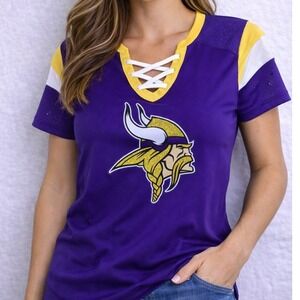 NFL Minnesota Vikings Womens Lace Up Jersey Top Purple Size Medium NWOT